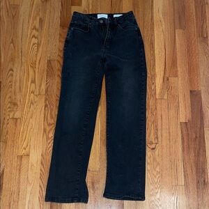 High Waist Slim Straight Black Women's Jeans